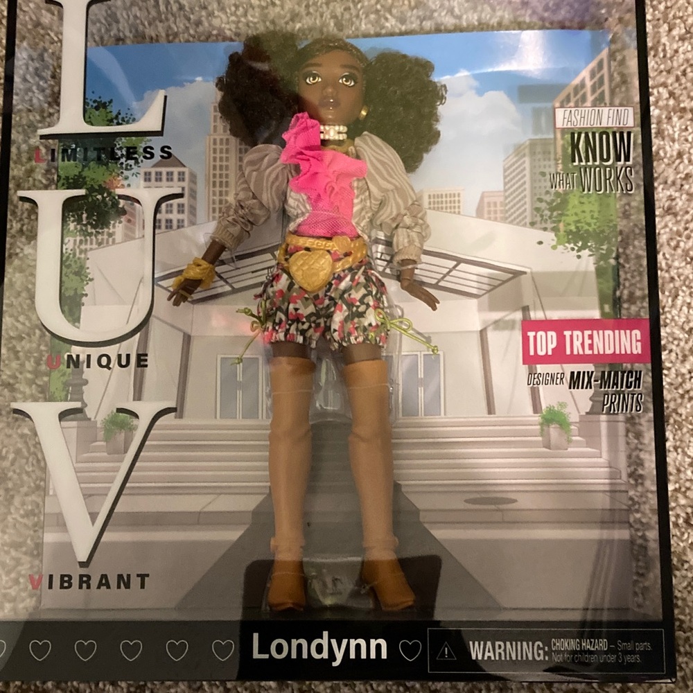 LUV Fashion Doll Londynn with Floral Skirt and Pink Top